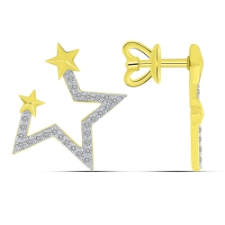 Cercei Pusete din aur galben cu pietre Diamant