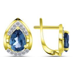 Cercei din aur galben cu pietre Diamant, Topaz London
