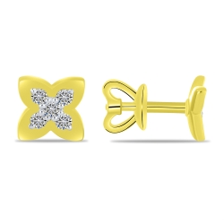 Cercei Pusete din aur galben cu pietre Diamant