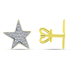 Cercei Pusete din aur galben cu pietre Diamant