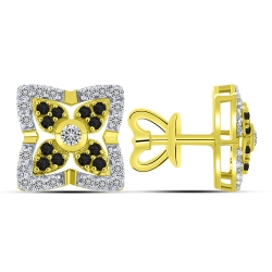 Cercei Pusete din aur galben cu pietre Diamant, Diamant negru