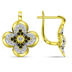 Cercei din aur galben cu pietre Diamant, Diamant negru