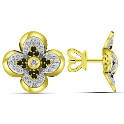 Cercei Pusete din aur galben cu pietre Diamant, Diamant negru