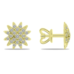 Cercei Pusete din aur galben cu pietre Diamant