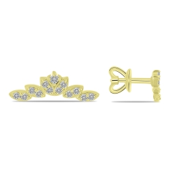 Cercei Pusete din aur galben cu pietre Diamant