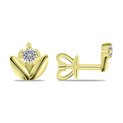 Cercei Pusete din aur galben cu pietre Diamant