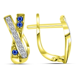 Cercei din aur galben cu pietre Diamant, Safir