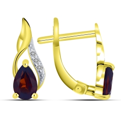 Cercei din aur galben cu pietre Diamant, Granat