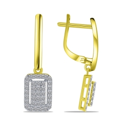 Cercei Suspendați din aur galben cu pietre Diamant
