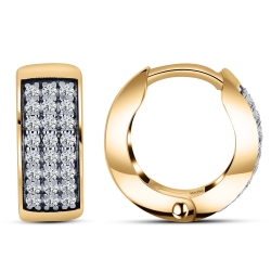 Cercei Creole din aur roz cu pietre Cubic Zirconia Incolor