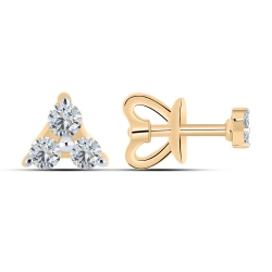 Cercei Pusete din aur roz cu pietre Cubic Zirconia Incolor