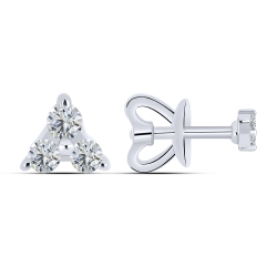Cercei Pusete din aur alb cu pietre Cubic Zirconia Incolor
