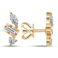 Cercei Pusete din aur roz cu pietre Cubic Zirconia Incolor