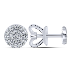 Cercei Pusete din aur alb cu pietre Cubic Zirconia Incolor