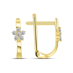 Cercei din aur galben cu pietre Cubic Zirconia Incolor