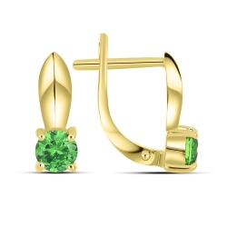Cercei din aur galben cu pietre Cubic Zirconia Verde