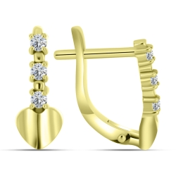 Cercei p-u copii din aur galben cu pietre Cubic Zirconia Incolor