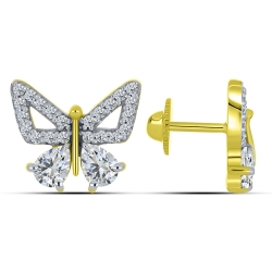 Cercei Pusete din aur galben cu pietre Cubic Zirconia Incolor