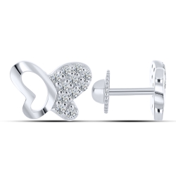 Cercei Pusete din aur alb cu pietre Cubic Zirconia Incolor