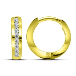 Cercei Creole din aur galben cu pietre Cubic Zirconia Incolor