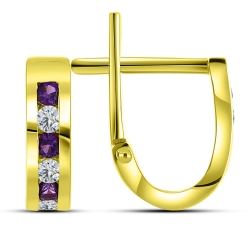 Cercei din aur galben cu pietre Cubic Zirconia Incolor, Nanoametist