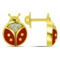 Cercei p-u copii din aur galben cu pietre Cubic Zirconia Incolor, Finift