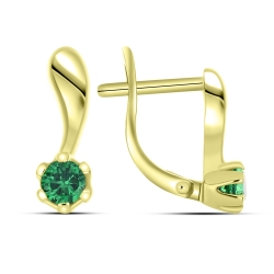Cercei din aur galben cu pietre Cubic Zirconia Verde