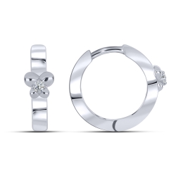 Cercei p-u copii din aur alb cu pietre Cubic Zirconia Incolor