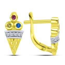 Cercei din aur galben cu pietre Cubic Zirconia Incolor,  și
