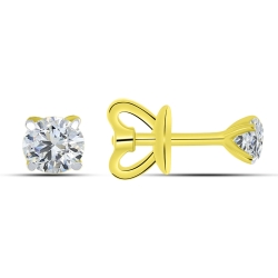 Cercei Pusete din aur galben cu pietre Cubic Zirconia Incolor