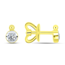 Cercei Pusete din aur galben cu pietre Cubic Zirconia Incolor