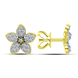 Cercei Pusete din aur galben cu pietre Cubic Zirconia Incolor