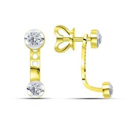 Cercei Pusete din aur galben cu pietre Cubic Zirconia Incolor