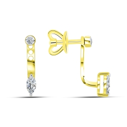 Cercei Pusete din aur galben cu pietre Cubic Zirconia Incolor