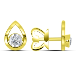 Cercei Pusete din aur galben cu pietre Cubic Zirconia Incolor