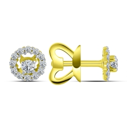 Cercei Pusete din aur galben cu pietre Cubic Zirconia Incolor