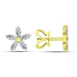 Cercei Pusete din aur galben cu pietre Cubic Zirconia Incolor