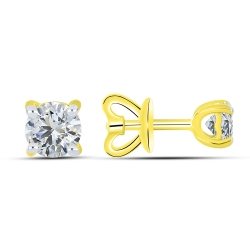 Cercei Pusete din aur galben cu pietre Cubic Zirconia Incolor