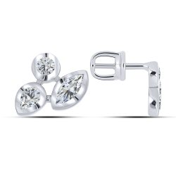 Cercei din aur alb cu pietre Cubic Zirconia Incolor