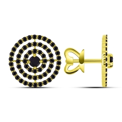 Cercei din aur galben cu pietre Cubic Zirconia Incolor, Safir Portocaliu