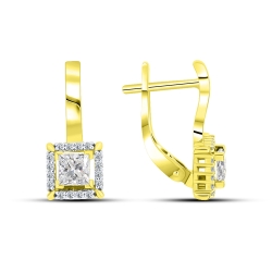 Cercei din aur galben cu pietre Cubic Zirconia Incolor