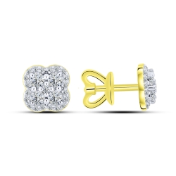 Cercei din aur galben cu pietre Cubic Zirconia Incolor
