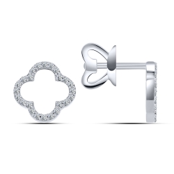 Cercei din aur alb cu pietre Cubic Zirconia Incolor