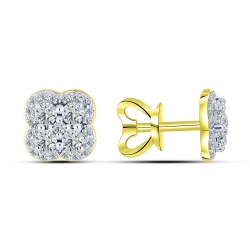 Cercei din aur galben cu pietre Cubic Zirconia Incolor