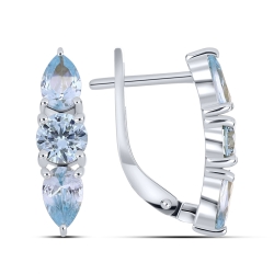 Cercei din aur alb cu pietre Cubic Zirconia Albastru