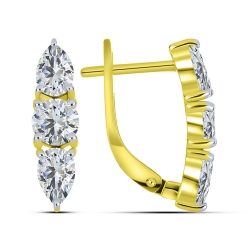 Cercei din aur galben cu pietre Cubic Zirconia Incolor