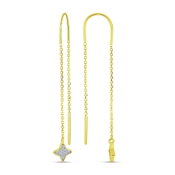 Cercei din aur galben cu pietre Cubic Zirconia Incolor
