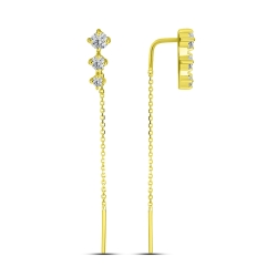 Cercei din aur galben cu pietre Cubic Zirconia Incolor