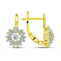 Cercei din aur galben cu pietre Cubic Zirconia Incolor