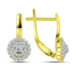 Cercei din aur galben cu pietre Cubic Zirconia Incolor